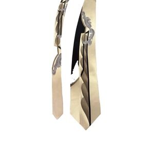 Henri Picard Neck Tie Gold Brown Black Design 3.5"x 57" Silk